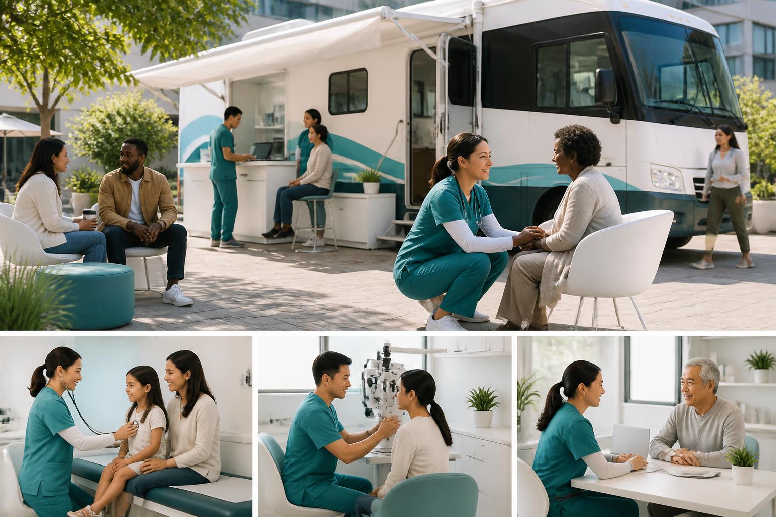 Healthcare workers delivering medicine at a community clinic